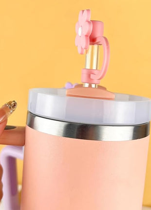 Velaco 12PCS Silicone Straw Covers Cap Compatible with Stanley 30&40 Oz Cup, 10mm Cute Flower Straw Toppers for Tumblers, Dust-Proof Drinking Straw Caps for Reusable Straws Tips Lids