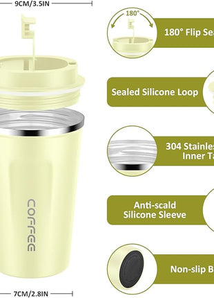 CS COSDDI 12 oz Stainless Steel Vacuum Insulated Tumbler - Coffee Travel Mug Spill Proof with Lid - Coffee Cups for Keep Hot/Ice Coffee,Tea and Beer