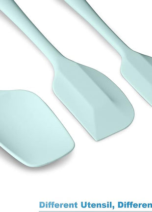 Silicone Spatula 3-piece Set, Ergonomic Handle High Heat-Resistant Spatulas, Non-stick Rubber Spatulas with Stainless Steel Core, Macaron Navy