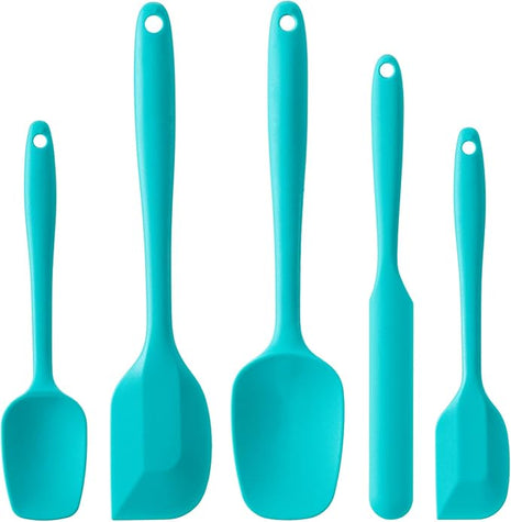 Silicone Spatula Set, 5 Piece Food Grade Rubber Spatulas for Baking, Cooking, and Mixing High Heat Resistant Non Stick Dishwasher Safe BPA-Free (Mint Green)