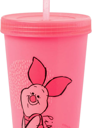 Silver Buffalo Disney Winnie the Pooh 4 Count Color Changing Plastic Tumblers Featuring Eeyore, Winnie the Pooh, Tigger, and Piglet, 24 Ounces (Pack of 12)