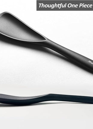 Silicone Spatula Spoon, Great for Both Cooking and Serving Durable BPA-Free Matte Black Silicone, Seamless Design, Safe for Nonstick Cooking Surfaces, 2-Pcs, Black