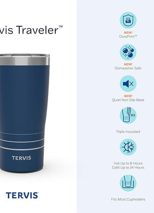 Tervis Traveler Kelly Ventura Floral Collection Triple Walled Insulated Tumbler Travel Cup Keeps Drinks Cold & Hot, 20oz - Stainless Steel, Posy