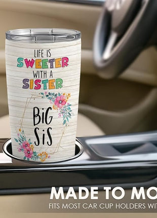 SANDJEST Sister Gifts - Sister Stainless Steel 20oz Tumbler, Insulated Travel Mug, Gifts for Birthday, Christmas, Women, Girls, Best Friends
