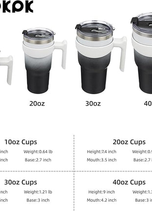 BJPKPK Tumbler With Handle And Straw 40 oz Insulated Tumblers With Lid Stainless Steel Travel Coffee Cups,Day Night
