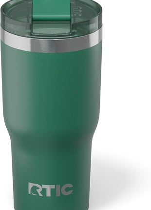 RTIC 20oz Essential Tumbler with Lid, Ceramic Lined, Insulated, Stainless Steel, Metal, Double Wall Vacuum-Insulation, Travel Cup for Iced Coffee, Tea, Hot and Cold Drink, Pine Tree