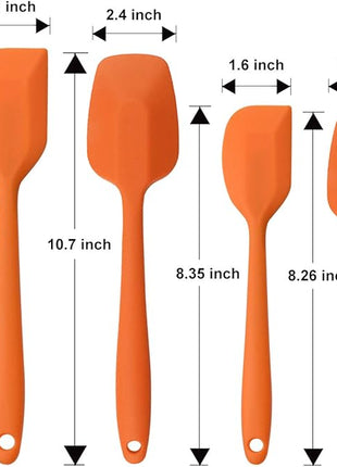 Silicone Spatulas Set, Rubber Spoon Spatula Heat Resistant Spoonula One Piece Design Seamless Spatula Non-Stick Scrapers Baking Mixing Tool (Orange Set)