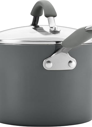 Rachael Ray - 16802 Rachael Ray Cucina Nonstick Cookware Pots and Pans Set, 12 Piece, Sea Salt Gray