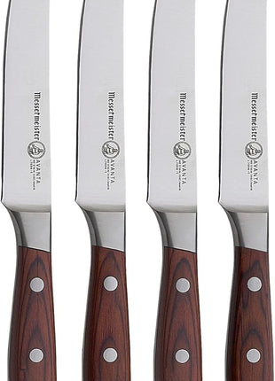 Messermeister Avanta 5” Fine Edge Steak Knife Set - German X50 Stainless Steel - Rust Resistant & Easy to Maintain - Includes 4 Steak Knives