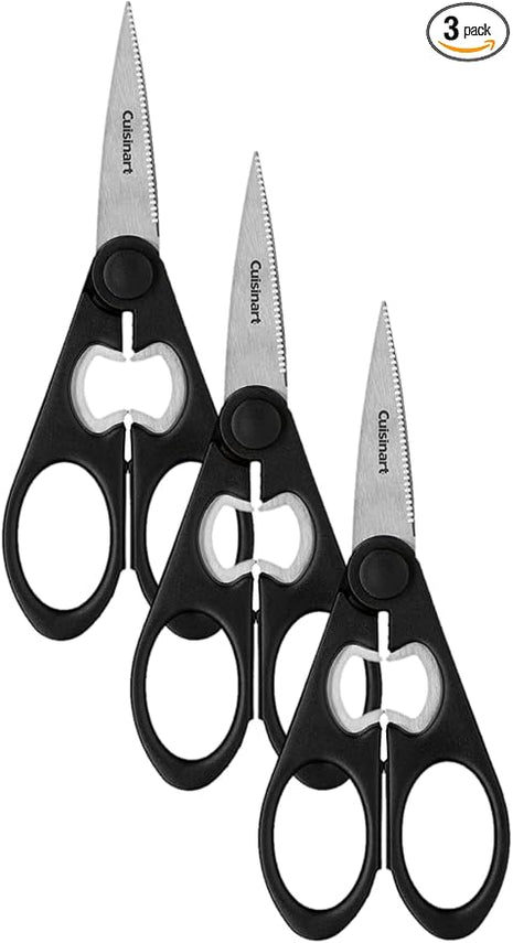 Cuisinart Shears, 8 Inch Kitchen Scissors, Black (Pack of 3)