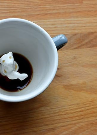 Creature Cups Sea Otter Ceramic Mug – 11 oz Gray Blue Coffee Cup with Hidden 3D Otter Inside – Unique Gift for Coffee, Tea & Ocean Lovers