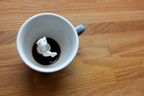 Creature Cups Sea Otter Ceramic Mug – 11 oz Gray Blue Coffee Cup with Hidden 3D Otter Inside – Unique Gift for Coffee, Tea & Ocean Lovers