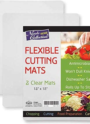 Flexible Plastic Cutting Board Mats set, Clear Kitchen Cutting Board Set of 2 Clear Mats