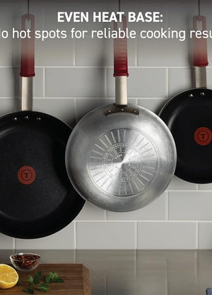 T-fal Professional VX3 Brushed Nonstick Fry Pan with Stainless Steel Handle 8.5Inch, Oven Broiler Safe 400F, Cookware, Pots and Pans, Skillet, Restaurant & Business Grade, Certified NSF and CBA, Black