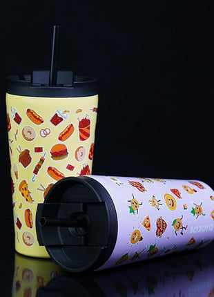 BJPKPK 18oz Tumbler With lid And Straw Stainless Steel Travel Coffee Mug Insulated Tumblers Cups,Yummy