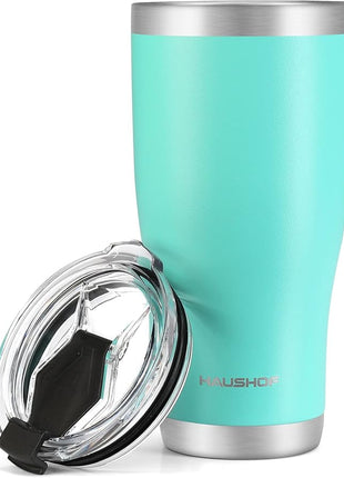 HAUSHOF 30 oz Tumbler, Stainless Steel Vacuum Insulated Coffee Tumbler Water Cup, Double Wall Travel Mug with Lid, Perfect for Hot and Cold Drinks
