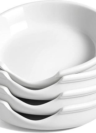 LE TAUCI Ceramic Spoon Rest for Stove Top, 4.8 Inch Spoon Holder for Kitchen Counter, Kitchen Gadgets, Coffee Spoon Cradle, Home Accessories for Utensils, Set of 4, White