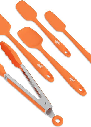 Kaluns Silicone Spatula Set, 4 Rubber Spatulas 600°F Heat Resistant, Nonstick Seamless Design with Stainless Steel Core, Dishwasher Safe, BPA free, Bonus Tongs Included