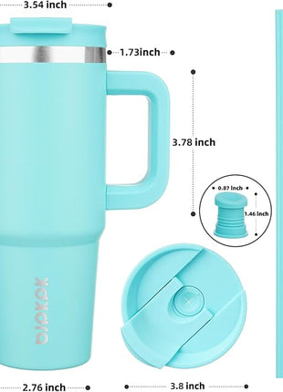 BJPKPK 30 oz Insulated Tumbler With Lid And Straw Stainless Steel Tumblers Cup With Handle For Women And Men,Turquoise
