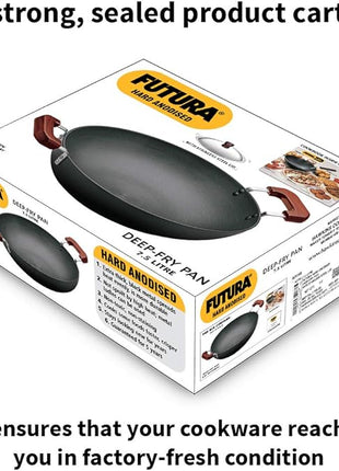 Hawkins Futura 7.5 Litre Deep Fry Pan, Hard Anodised Kadai with Stainless Steel Lid, Flat Bottom Kadhai, Big Kadai, Black (AD75S)