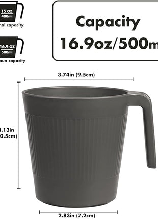 shopwithgreen Coffee Mugs Set of 8, Plastic Coffee Cups Set, 17 OZ Unbreakable Coffee Mugs with Handle Reusable Camping/Dorm/RV Drinking Cups for Adults/Kids Microwave & Dishwasher Safe