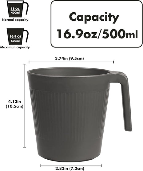 shopwithgreen Coffee Mugs Set of 8, Plastic Coffee Cups Set, 17 OZ Unbreakable Coffee Mugs with Handle Reusable Camping/Dorm/RV Drinking Cups for Adults/Kids Microwave & Dishwasher Safe