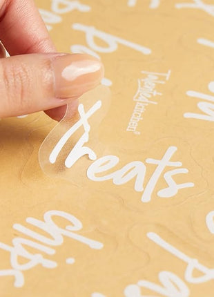 Talented Kitchen Script Pantry Labels - Water-Resistant Reusable Stickers for Pantry Organization - Clear Flour Sugar Stickers - Peel & Stick Spice Jar Labels - 1"-1.5", Laminated Vinyl, 157 Count