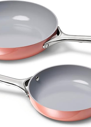 Caraway Fry Pan Duo - Nonstick Ceramic Frying Pan (8" & 10.5”) - Non Toxic, PTFE & PFOA Free - Oven Safe & Compatible with All Stovetops (Gas, Electric & Induction) - Perracotta