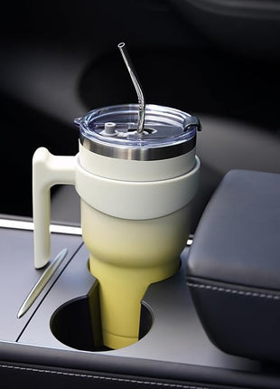 BJPKPK Tumbler With Handle And Straw 40 oz Insulated Tumblers With Lid Stainless Steel Travel Coffee Cups,Day Night