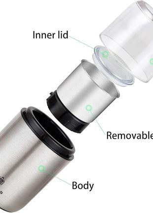 DR MILLS DM-7452 Electric Coffee Grinder,Spice Grinder Electric and Chopper,Detachable Cup, Diswash Free, Blade & Cup Made with SUS304 Stainless Steel