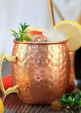 LINALL Moscow Mule Copper Mugs- Set of 4 Copper Plated Stainless Steel Mug 18oz, for Chilled Drinks (4 pcs)