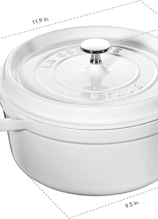 STAUB Cast Iron Dutch Oven 4-qt Round Cocotte, Made in France, Serves 3-4, White