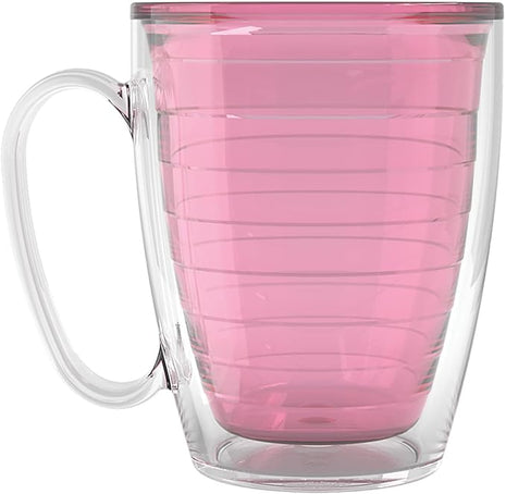 Tervis Clear & Colorful Tabletop Made in USA Double Walled Insulated Tumbler Travel Cup Keeps Drinks Cold & Hot, 16oz Mug, Pink Sand