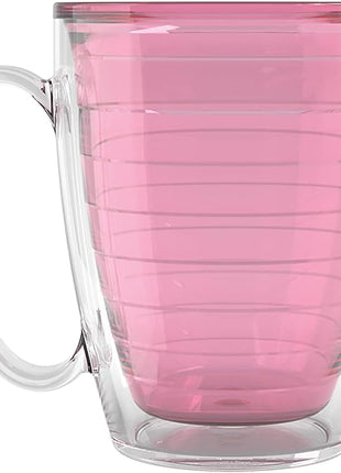 Tervis Clear & Colorful Tabletop Made in USA Double Walled Insulated Tumbler Travel Cup Keeps Drinks Cold & Hot, 16oz Mug, Pink Sand