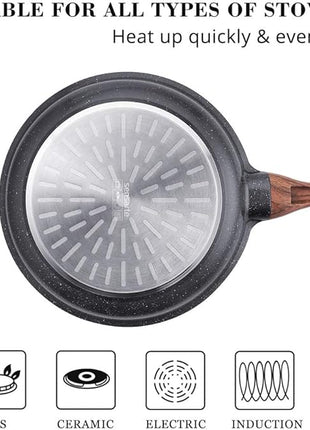 SENSARTE Nonstick Frying Pan Skillets, Swiss Granite Coating Omelette Pans, Healthy Cookware Chef's Pan, Free of Intentionally Added PFOA (8+12.5 Inch)