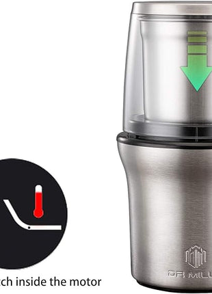 DR MILLS DM-7412N Coffee Grinder Electric, Spice Grinder Electric, Detachable Cup, Blade & Cup Made with SUS304 Stainless Steel,200w Small Food Grinder