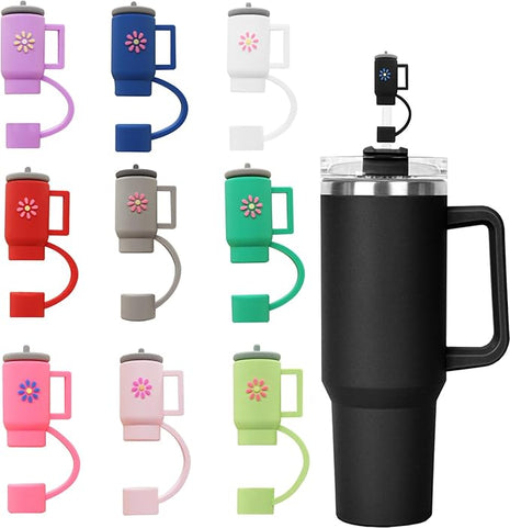 9P Straw Cover for Stanley Cup, Silicone Straw Topper for Stanley Cup 30&40oz with Tumblers, 10mm 0.4in Lid Accessories (Reusable)