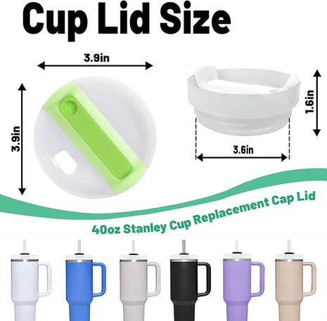 40 OZ Tumbler Lid Replacement Fit for Stanley Cup, 2 Pack Replacement Lids Fit for Stanley Travel Tumbler, Spill Proof Tumbler Covers for Stanley Cup Accessories (Opaque - Bright Lime)