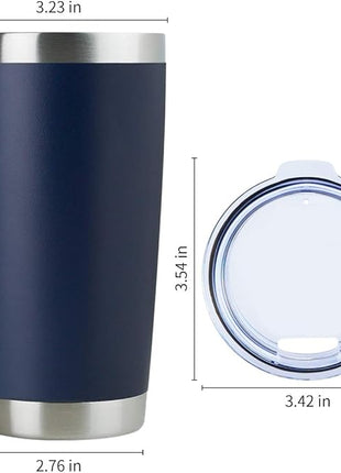 DOMICARE 20oz Stainless Steel Tumbler Bulk with Lid, Double Wall Vacuum Insulated Travel Mug, Powder Coated Coffee Cup (Powder Navy, 8)