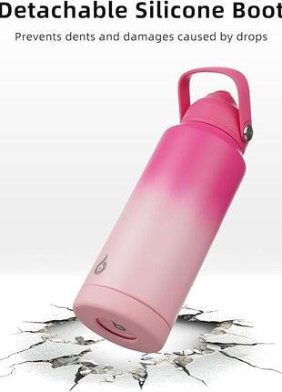 BJPKPK Water Bottle with Straw Lid, 32oz Vacuum Insulated Water Bottles, Metal Stainless Steel Thermo for Sports, Travel, BPA Free Leak Proof Thermo, Cups, Flasks, Tumblers,Cherry