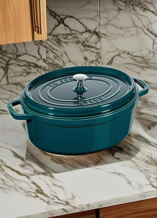 STAUB 1003842 Cast Iron Roaster/Cocotte, Oval 33 cm, 6.7 L, La Mer