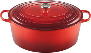 Le Creuset Enameled Cast Iron Signature Oval Dutch Oven, 15.5 qt., Cerise