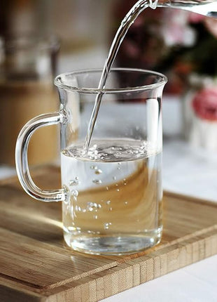 LUXU Glass Coffee Tea Cups(Set of 4)-13 oz,Clear Glass Mugs,Tall Drinking Glasses for Cappuccino,Latte,Espresso,Lead-free Drinking Glasses Great for Juice,Water,Beer,Milk Hot And Cold Drinks