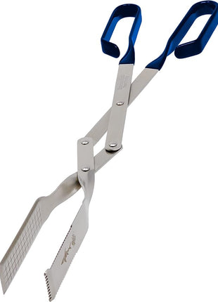 Shark BBQ Grill Tongs - 17 inch (Blue) Steak Tongs. Professional kitchen and outdoor grilling utensil. Long reach Barbeque Grilling Tong. Ideal for steak, fish, burger, and sausage