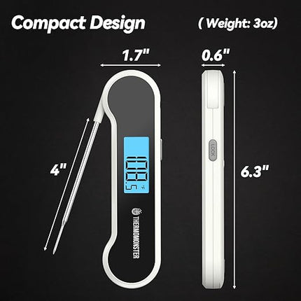 0.5 Sec Instant Read Meat Thermometer Digital with ±0.5℉ Precision, Food Thermometer for Cooking Kitchen Gadgets, Oven Grill Candy BBQ Essentials Accessories, Gifts for Him Dad Men Birthday, White