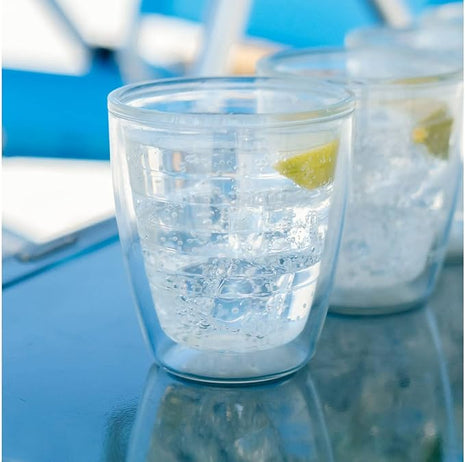 Tervis Clear & Colorful Tabletop 12oz Made in USA Double Walled Insulated Tumbler Travel Cup Keeps Drinks Cold & Hot, 12oz - 4pk, Clear
