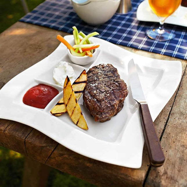 Villeroy & Boch NewWave Collection Grill Plate, 10.5 in, Premium Porcelain, Made in Germany, Rich, Creamy, White