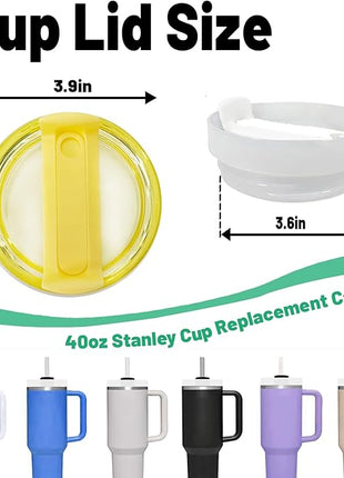 40 OZ Tumbler Lid Replacement Fit for Stanley Cup, 2 Pack Clear Replacement Lids Fit for Stanley Travel Tumbler, Spill Proof Tumbler Covers for Stanley Cup Accessories (Yellow)