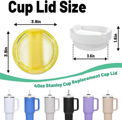 40 OZ Tumbler Lid Replacement Fit for Stanley Cup, 2 Pack Clear Replacement Lids Fit for Stanley Travel Tumbler, Spill Proof Tumbler Covers for Stanley Cup Accessories (Yellow)