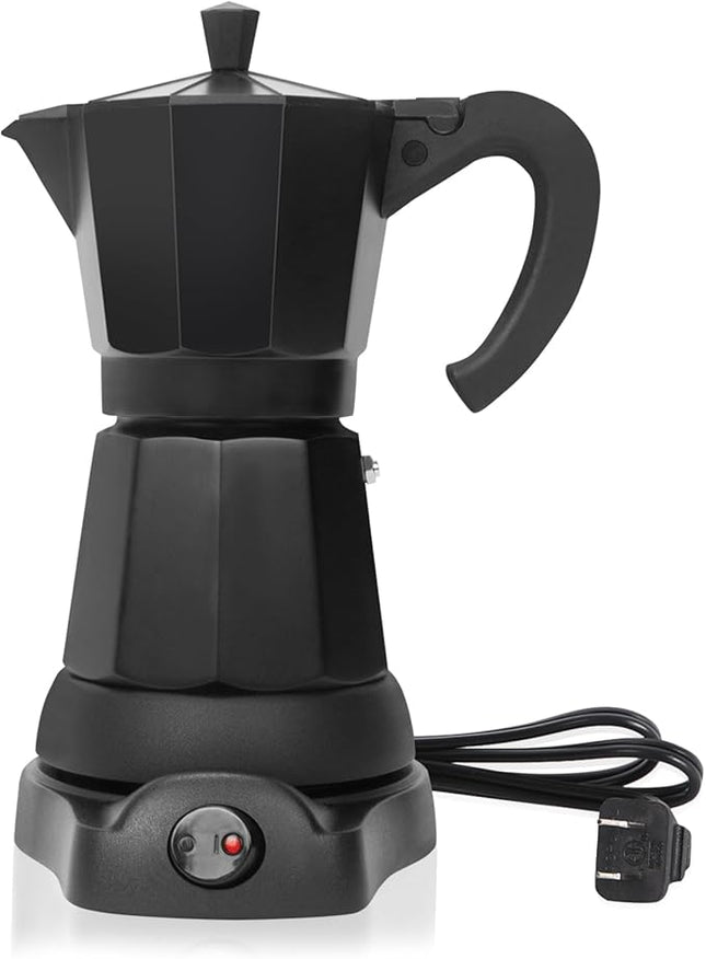 Cafetera Espresso Maker, 6 Cup Portable Coffee Machine, 300ml Portable Cafeteras Electricas Modernas, Electric Moka Pot with Detachable Base & Overheat Protection, Coffee Gift for Home Travel